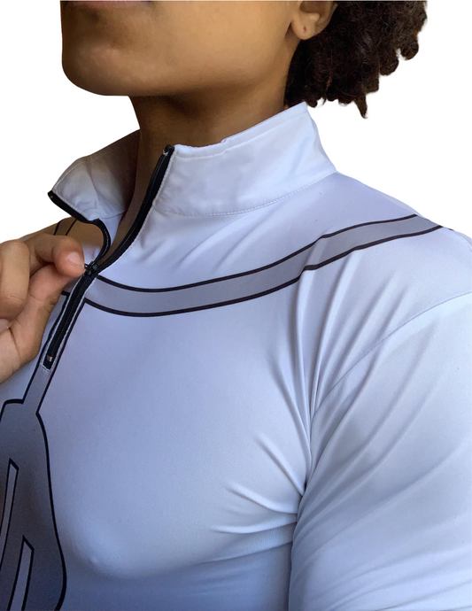 White Long Sleeve Quarter Zip Conquest Compression