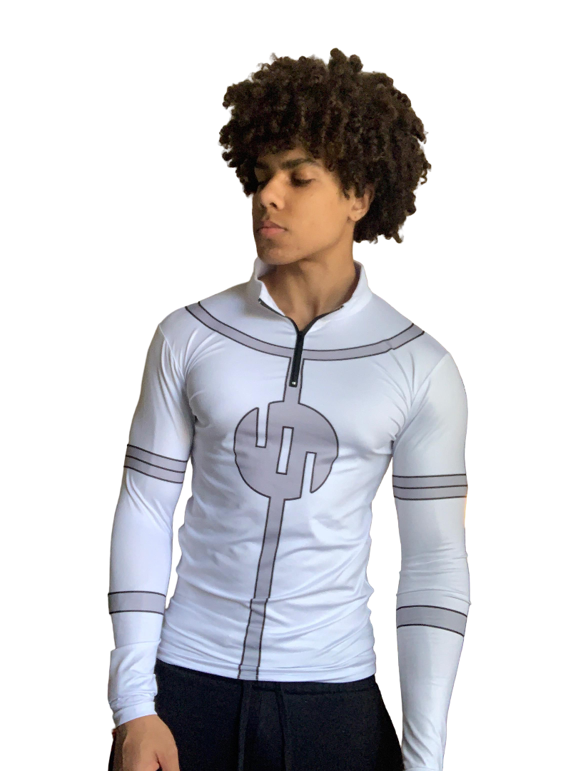 White Long Sleeve Quarter Zip Conquest Compression