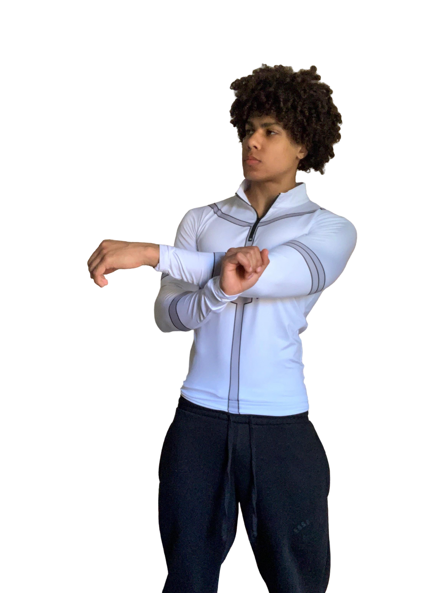 White Long Sleeve Quarter Zip Conquest Compression